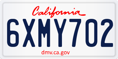 CA license plate 6XMY702