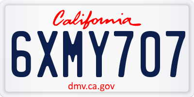 CA license plate 6XMY707