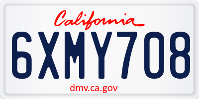 CA license plate 6XMY708