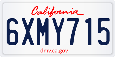 CA license plate 6XMY715