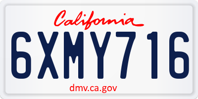 CA license plate 6XMY716