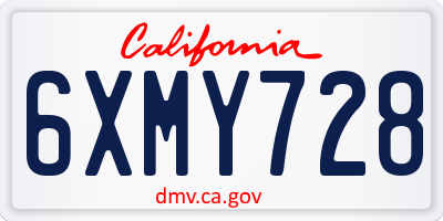 CA license plate 6XMY728