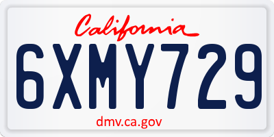 CA license plate 6XMY729
