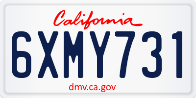 CA license plate 6XMY731