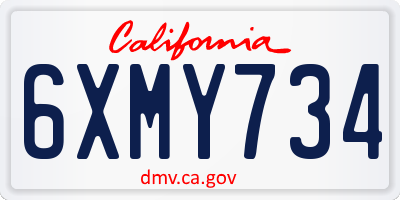 CA license plate 6XMY734