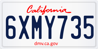 CA license plate 6XMY735