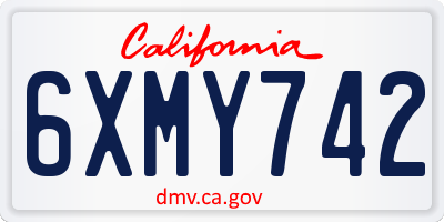 CA license plate 6XMY742