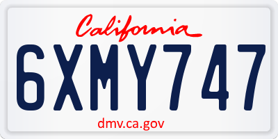 CA license plate 6XMY747