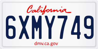 CA license plate 6XMY749