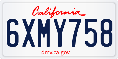 CA license plate 6XMY758