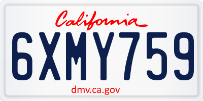 CA license plate 6XMY759
