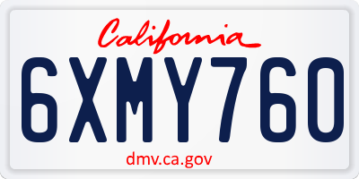 CA license plate 6XMY760