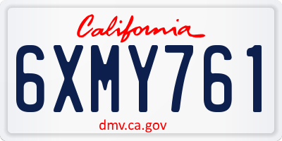 CA license plate 6XMY761