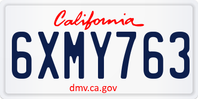 CA license plate 6XMY763