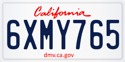 CA license plate 6XMY765