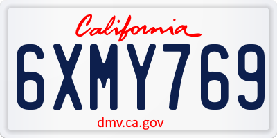 CA license plate 6XMY769