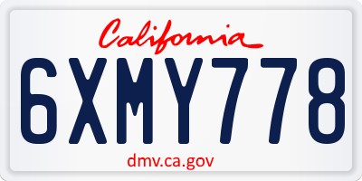 CA license plate 6XMY778