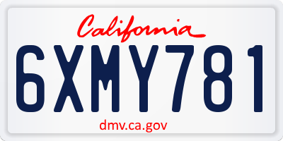 CA license plate 6XMY781