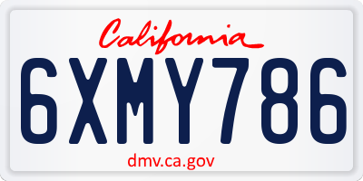 CA license plate 6XMY786