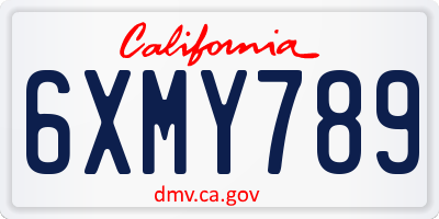 CA license plate 6XMY789