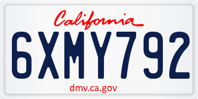 CA license plate 6XMY792