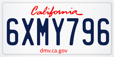 CA license plate 6XMY796