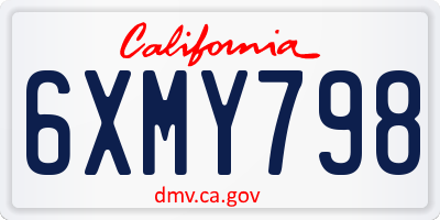 CA license plate 6XMY798
