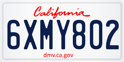 CA license plate 6XMY802
