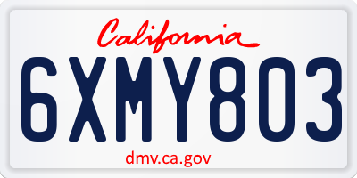 CA license plate 6XMY803