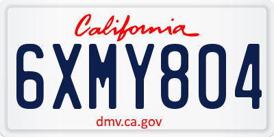 CA license plate 6XMY804