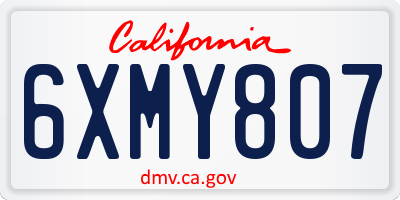 CA license plate 6XMY807