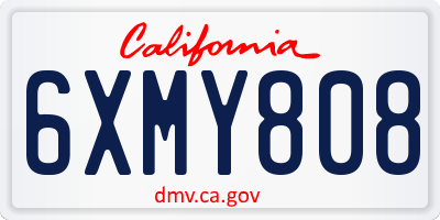 CA license plate 6XMY808