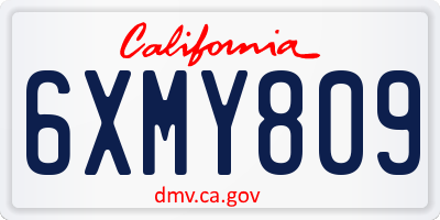CA license plate 6XMY809