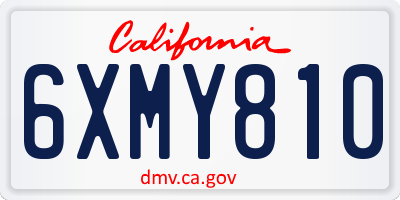 CA license plate 6XMY810
