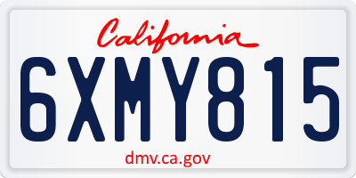 CA license plate 6XMY815