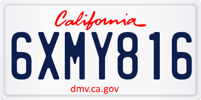CA license plate 6XMY816