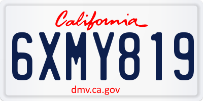 CA license plate 6XMY819