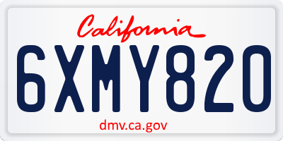 CA license plate 6XMY820