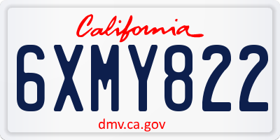 CA license plate 6XMY822