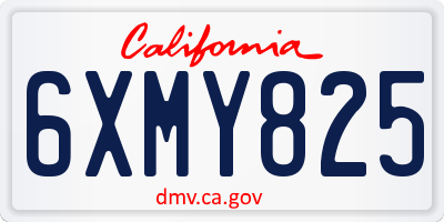 CA license plate 6XMY825