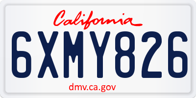 CA license plate 6XMY826