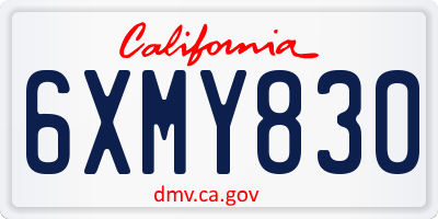 CA license plate 6XMY830