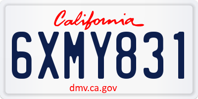 CA license plate 6XMY831