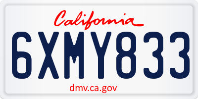 CA license plate 6XMY833