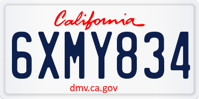 CA license plate 6XMY834