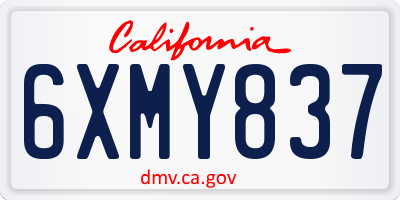 CA license plate 6XMY837