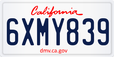 CA license plate 6XMY839