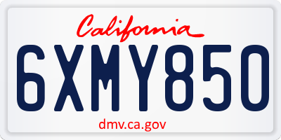 CA license plate 6XMY850