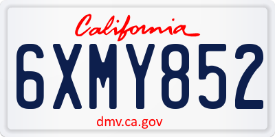 CA license plate 6XMY852