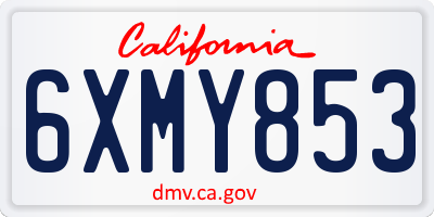 CA license plate 6XMY853